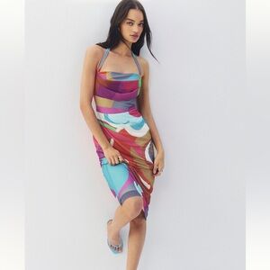 Anthropologie Square- Neck Halter Midi Dress